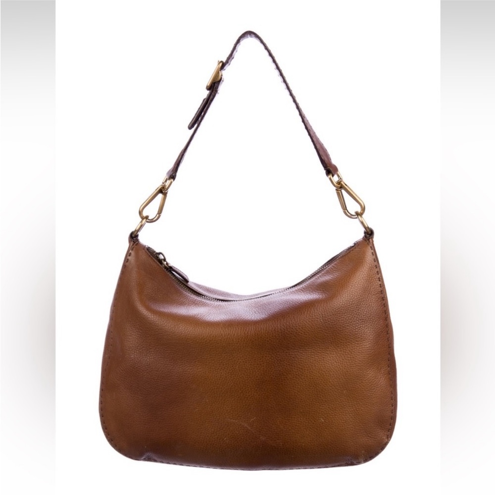Prada • Vitelli Daino Cognac Leather Hobo Bag